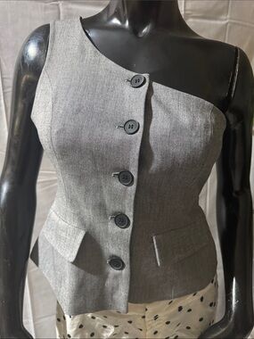 Zara Asymmetrical Grey Button-front Vest